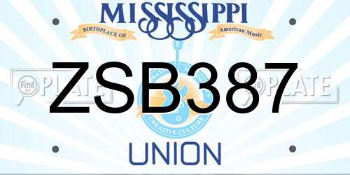 ZSB387 Mississippi License Plate
