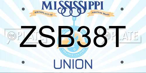 ZSB38T Mississippi License Plate