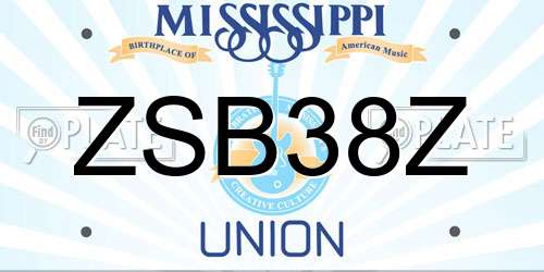 ZSB38Z Mississippi License Plate