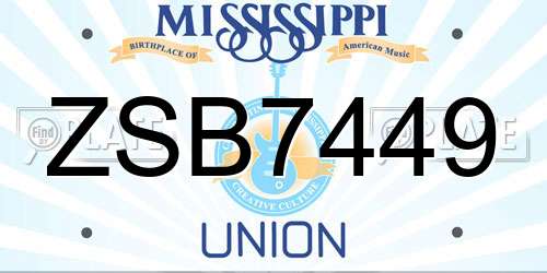 ZSB7449 Mississippi License Plate