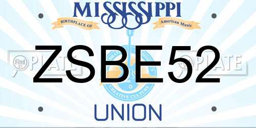 ZSBE52 Mississippi License Plate