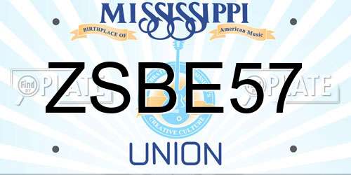 ZSBE57 Mississippi License Plate