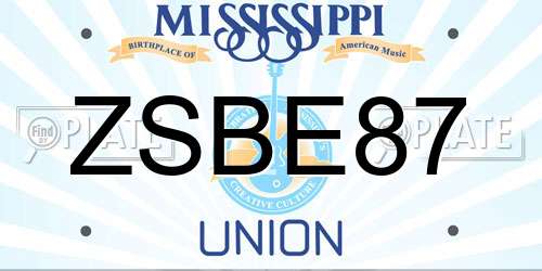 ZSBE87 Mississippi License Plate