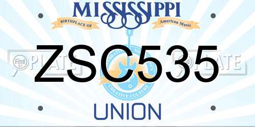 ZSC535 Mississippi License Plate