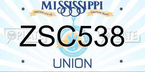 ZSC538 Mississippi License Plate