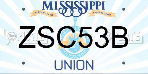 ZSC53B Mississippi License Plate