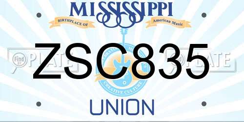 ZSC835 Mississippi License Plate