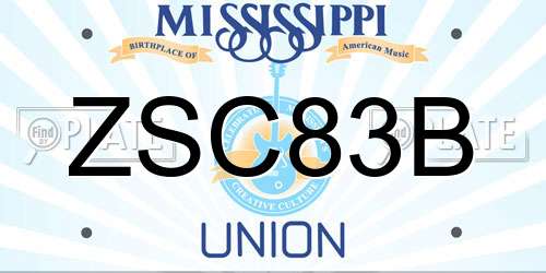 ZSC83B Mississippi License Plate