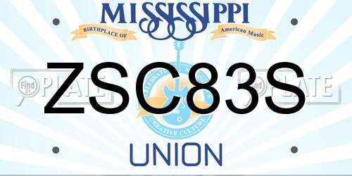 ZSC83S Mississippi License Plate