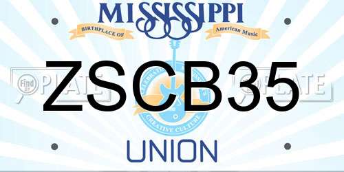 ZSCB35 Mississippi License Plate
