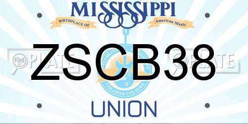 ZSCB38 Mississippi License Plate