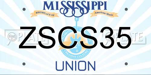 ZSCS35 Mississippi License Plate