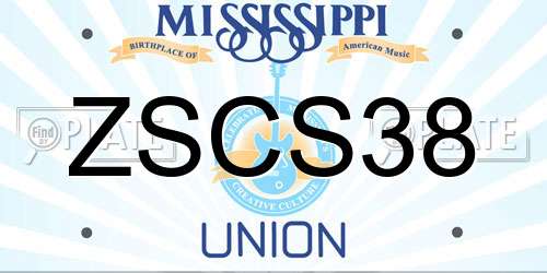ZSCS38 Mississippi License Plate