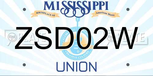ZSD02W Mississippi License Plate