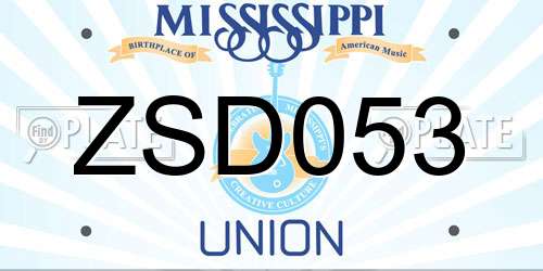ZSD053 Mississippi License Plate