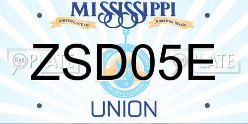 ZSD05E Mississippi License Plate