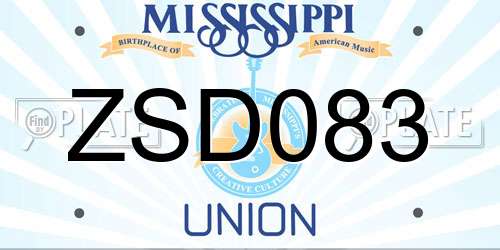 ZSD083 Mississippi License Plate