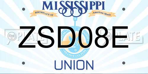 ZSD08E Mississippi License Plate