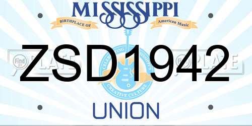 ZSD1942 Mississippi License Plate