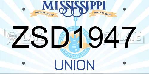 ZSD1947 Mississippi License Plate
