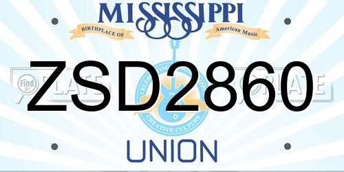 ZSD2860 Mississippi License Plate