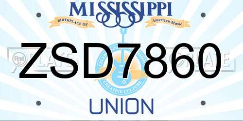ZSD7860 Mississippi License Plate