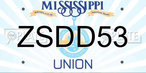 ZSDD53 Mississippi License Plate