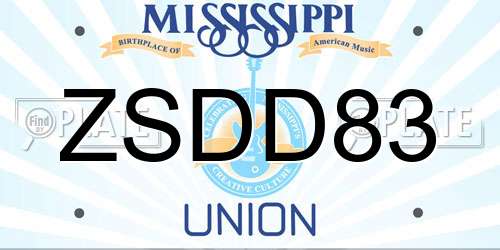 ZSDD83 Mississippi License Plate
