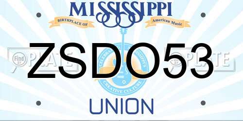 ZSDO53 Mississippi License Plate