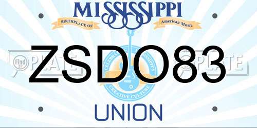 ZSDO83 Mississippi License Plate