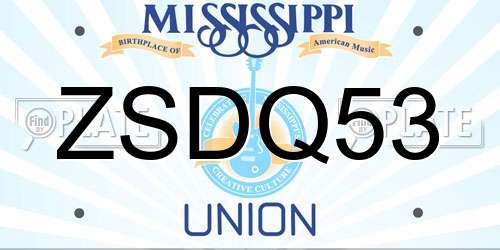 ZSDQ53 Mississippi License Plate