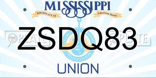 ZSDQ83 Mississippi License Plate