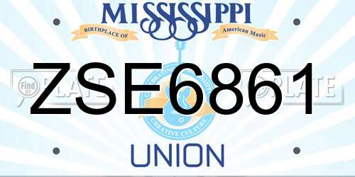 ZSE6861 Mississippi License Plate