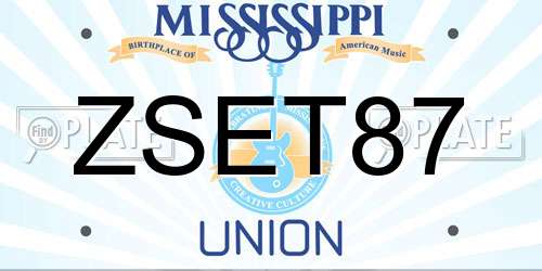 ZSET87 Mississippi License Plate