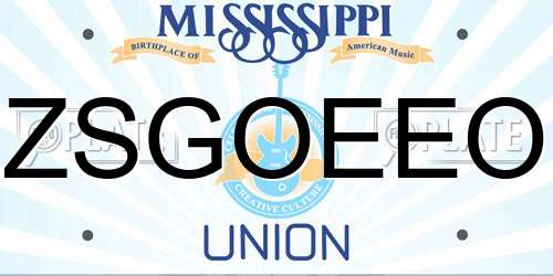 ZSGOEEO Mississippi License Plate
