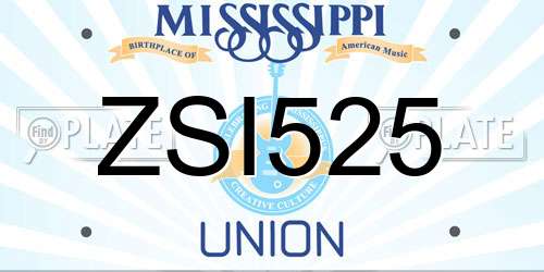 ZSI525 Mississippi License Plate