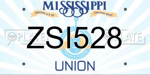 ZSI528 Mississippi License Plate