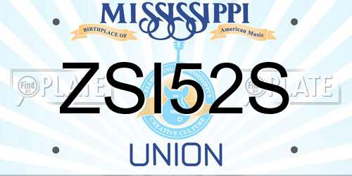 ZSI52S Mississippi License Plate