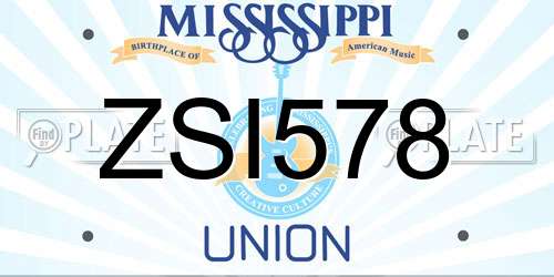 ZSI578 Mississippi License Plate