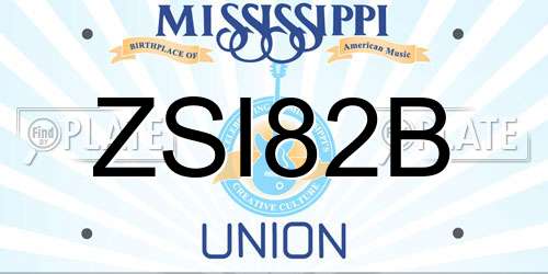 ZSI82B Mississippi License Plate