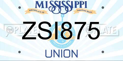 ZSI875 Mississippi License Plate