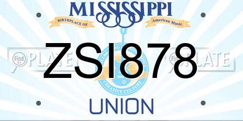 ZSI878 Mississippi License Plate