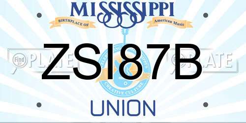 ZSI87B Mississippi License Plate
