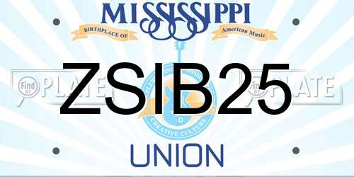 ZSIB25 Mississippi License Plate