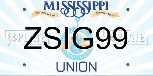 ZSIG99 Mississippi License Plate