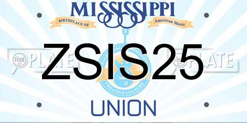 ZSIS25 Mississippi License Plate