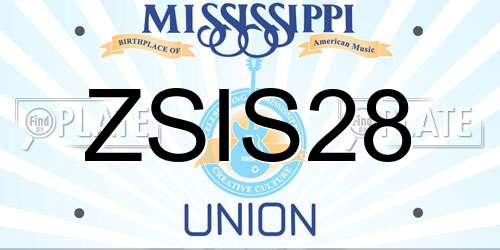 ZSIS28 Mississippi License Plate