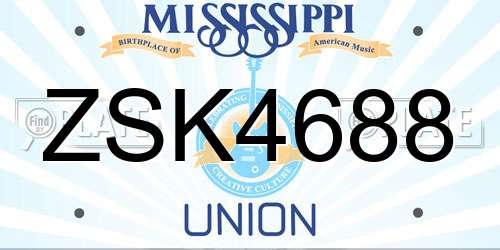 ZSK4688 Mississippi License Plate