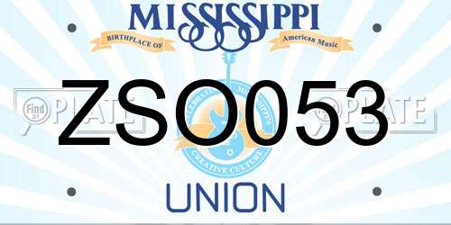 ZSO053 Mississippi License Plate