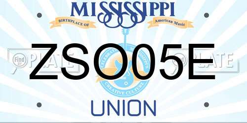 ZSO05E Mississippi License Plate